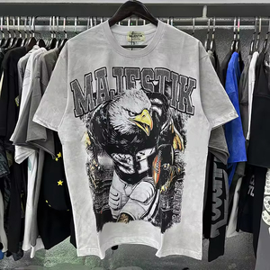 T-shirt Homme Ample MAJESTIK en Coton Lourd 250 GSM, Imprimé Graffiti Brique avec Strass, Style Streetwear, Idéal Été Chaud – Nouveauté Fabricants - Product Image 6