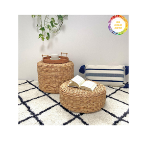 พัฟผักตบชวาออตโตมันทำด้วยมือจากเวียดนามวัสดุเส้นใยธรรมชาติทอสำหรับเฟอร์นิเจอร์ห้องนั่งเล่นและห้องนั่งเล่น - Product Image 3