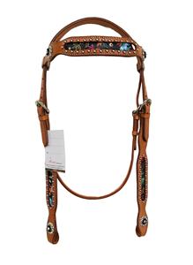 Cabecera occidental de cuero de calidad superior con vinilo y tachuelas para montar a caballo a precio asequible - Product Image 4