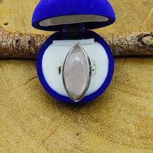 Bague bohème Quartz rose faite à la main 925 timbre bijoux fins pour mariage/fête artisan fabriqué diamant perle 925 argent Sterling - Product Image 3