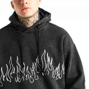 Sweat-shirt épais en molleton délavé, effet délavé, robuste, pull d'hiver, style rétro moderne, streetwear, confortable, tenue essentielle - Product Image 3