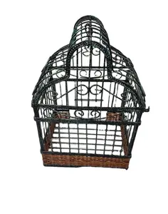 Cage à oiseaux décorative suspendue en fil vert vintage sur pied pour grands chiens cage en métal pour intérieur extérieur maison jardin mariage moyen