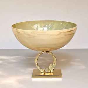 Bol à fruits en résine moderne à motif tourbillon orange, pieds uniques en anneau rose, support décoratif pour compote, centre de table, décoration d'intérieur, art - Product Image 4