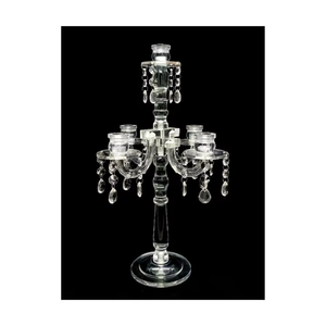 Bougeoir en acrylique cristal à 5 bras unique Nouveau design Artisanat Table de mariage Pièce maîtresse Bougeoir de table transparent - Product Image 1
