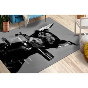 Tapis imprimé chien noir et pistolet - Tapis cool pour la salle de jeux, tapis gobelin - Product Image 4