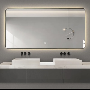 Bong Sen กระจกห้องน้ำวินเทจ LED ฟังก์ชั่นการอบแห้งแบบสัมผัสปรับแต่งขนาดได้สีดำสีขาวทองการออกแบบสี่เหลี่ยม - Product Image 3