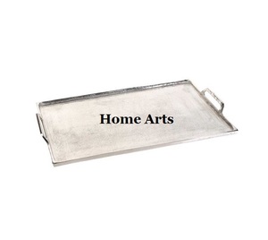 Bandeja para servir postres de Color plateado de aluminio Bandeja para servir de forma rectangular hecha a mano para uso en restaurante de hotel - Product Image 5