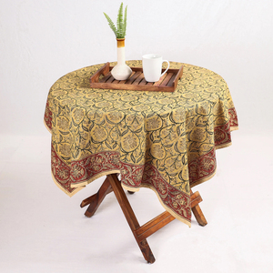 Nappe de luxe rectangulaire en coton lurex à rayures Seersucker couleur beige 70 pouces ronds à vendre - Product Image 4