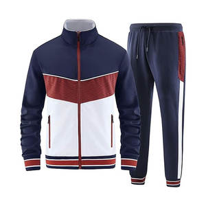 ชุดวอร์มสำหรับผู้ชายชุดวิ่งออกกำลังกายแบบลำลองสองชิ้นเสื้อผ้าเล่นกีฬาแขนยาวซิปเต็มตัวผ้าฝ้ายขนาดใหญ่ - Product Image 1