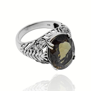 แหวนควอทซ์รมควัน925เงินสเตอร์ลิงเครื่องประดับอัญมณีดีไซน์ทำด้วยมือเครื่องประดับควอตซ์หรูหราของขวัญแหวนสำหรับแม่หรือเธอ - Product Image 2