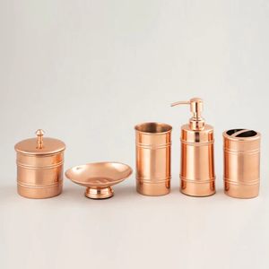 Accessoires de bain de ferme galvanisés Ensemble de coiffeuse en tôle Ensemble de salle de bain de luxe Accessoires de salle de bain dorés modernes Vente en gros - Product Image 4