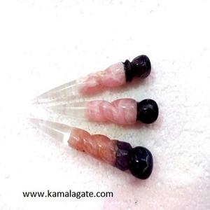 Wholesale Natural Agate Gemstone Stick Chakra Bonded Pointed <b>Crystal</b> for Healing Semi-Precious Stone Crafts on Sale - Product Image 5