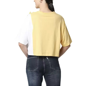 Camisetas de moda personalizadas para mujer, diseño de patrón, mezcla de Spandex de algodón elástico antibolitas, camiseta suelta para mujer, doble color - Product Image 5