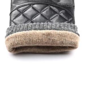 Gants d'hiver rayés, gants tactiles pour écran, en cuir de vachette de haute qualité, gants pour hommes à doigts entiers - Product Image 5