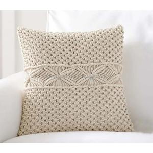 Housse de coussin personnalisée en macramé Boho housse de coussin en coton naturel faite à la main avec un design tricoté vintage pour la décoration intérieure moderne - Product Image 1