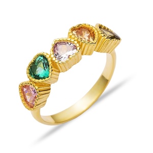 Coloré CZ Pierres Coeur Conception Dainty Cluster Bague En Argent En Gros Turc À La Main 925 Bijoux En Argent Sterling - Product Image 3