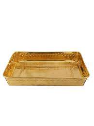 Vente en gros de plateau de service en laiton à bords incurvés rectangulaires faits à la main avec poignée décorative en laiton plateau de petit-déjeuner chaud pour les aliments - Product Image 6