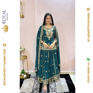 Lancement de sa propre vraie modélisation lourde fausse georgette avec séquence fantaisie bordure travail Gharara costume - Product Image 1