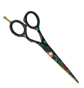 Tijeras de pelo de acero inoxidable duraderas de 5,5 \ ", herramienta de peluquero hecha a mano con bordes, con revestimiento de papel de flores, tijeras de pelo elegantes - Product Image 3