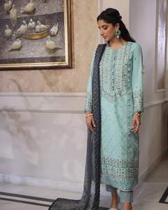Vente en gros pakistanaise élégante dame Salwar Kameez magnifique coton Viscose soie robe de soirée prête à l'emploi modèle de fête formelle 2124 - Product Image 5
