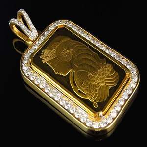 Colgante de Moneda Fortuna Unisex con Incrustaciones de Moissanita, Chapado en Oro, Joyería Hip Hop de Lujo con Brillo Similar al de Diamantes - Product Image 2