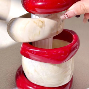 Pulsera Irregular Vintage de Resina Geométrica para Mujer y Niña, Brazalete de Acrílico de Ámbar y Mármol Grueso, Joyería de Diseñador de Moda - Product Image 3