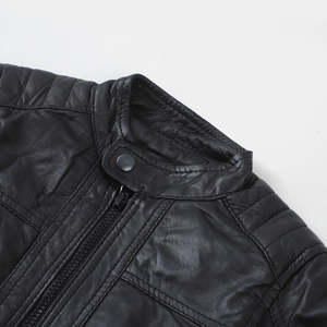 Solid Colors PU <b>Leather</b> Zipper <b>Jackets</b> for <b>Boys</b> Long Sleeve Casual Winter Fashion Outerwear Cotton Filling for Motorcycle Riding - Product Image 5