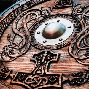 Armadura Medieval, Escudo Vikingo Nórdico, Escudo Redondo Vikingo, Escudo Decorativo de Madera para Pared, por Calvin Handicraft - Product Image 3