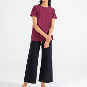 Camiseta lisa con hombros descubiertos para mujer de la mejor calidad OEM, camisetas holgadas de gran tamaño con cuello para mujer, camisetas para mujer 2026 - Product Image 6