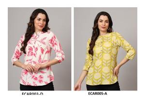 Top Kurti corto de rayón de algodón listo para exportar para mujer, mezcla perfecta de estilo cómodo y Ropa Étnica India moderna - Product Image 5