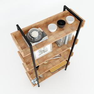 4-tier Wood & Iron Frame Decorative Shelf 80x32x128cm KS68070 Living Room Use Standalone - Product Image 2