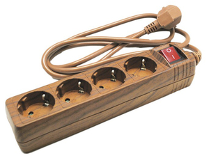 Multipresa a 4 prese, finitura effetto noce, 1,5 metri (F-Bright 1001653) (Confezione blister) - Product Image 1