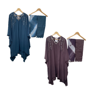 Saree ethnique en coton Offre Spéciale taille XL style caftan Kurti avec pantalon cigarette de créateur Shiburi Duptta travail à la main au meilleur prix - Product Image 2