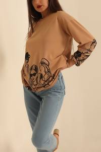 Sudadera recortada suelta con impresión personalizada y precio al por mayor, sudadera con logotipo personalizado para mujer, sudadera con diseños personalizados - Product Image 4