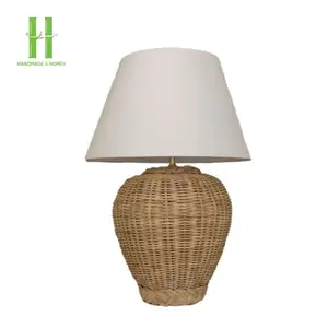 Hot Selling Rattan Lamp Base Table Handwoven OEM Pendant Light For Home Decoration Variety Of Colors From Vietnam Manufacturer