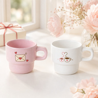 Mug à café en céramique empilable avec logo personnalisé, petite tasse colorée avec design imprimé personnalisé pour café, boulangerie, cadeau, vente en gros