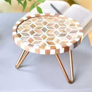 Bandeja artesanal de madera moderna, soporte para plato de pastel, acabado de mármol, resina para servir para el hogar, fiesta de cumpleaños, celebración, Ideas de regalo, Emiratos Árabes Unidos - Product Image 3