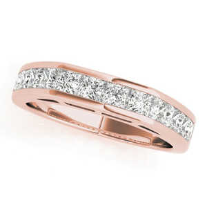 Anillo de Bodas con Corte Princesa de Diamante en Oro Rosa de 14k con 1.20ct, Joyería Fina Hecha a Mano, Diseño Elegante y Moderno - Product Image 2