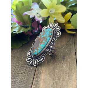 Alex Sanchez Royston Turquoise Sterling <b>Silver</b> <b>Adjustable</b> Vintage <b>Ring</b> - Product Image 3