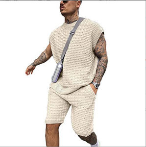 Trajes de verano para hombre, camisa deportiva holgada de manga corta para hombre, pantalones cortos con cordón, conjunto corto para hombre al mejor precio - Product Image 4