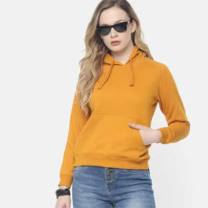 Sweat à capuche en polaire doux pour femme, imprimé personnalisé, jaune moutarde, hiver, non tissé, manches longues, confortable, poche kangourou, décontracté, quotidien - Product Image 1