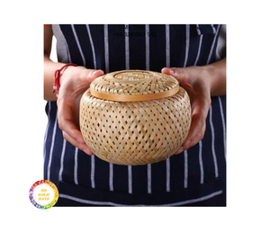 Cesta tejida de bambú tradicional con tapa de caja de almacenamiento de Vietnam para dulces de té aperitivos secos para regalos - Product Image 3