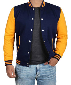 Hombres High School Letterman Streetwear Béisbol Bomber Varsity Chaqueta Patrón Sólido Invierno Fleece con Botón Estilo Lavado - Product Image 1