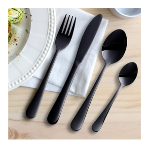 Ensemble de couverts en acier inoxydable nouveau design fournisseur de gros ensemble de couverts de mariage en acier inoxydable 4 pièces noir mat - Product Image 1