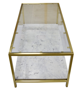 Table basse rectangulaire moderne Base Stone and Top Glass - Product Image 2