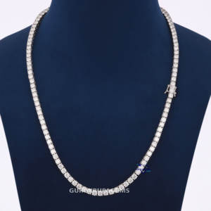 Bijoux de mode Design Tennis 925 Collier en argent Sterling 4mm Chaîne de tennis cultivée en laboratoire Colliers en diamants glacés - Product Image 2