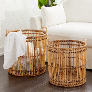 The New Birdcage-Shaped Natural Rattan Wicker <b>Baskets</b> Set of 2 Handcrafted Woven Rattan <b>Basket</b> <b>Storage</b> Stuff Decor Home Corner - Product Image 1