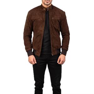 Chaqueta Bomber de Cuero de Ante Marrón para Hombre, Clásica, Formal, de Corte Holgado, con Cierre de Cremallera, Impermeable, para Invierno - Product Image 6
