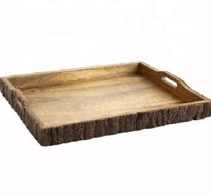Handcrafted Mango Wood Tray Eco-Friendly Polished Wood Crafts for Food <b>Fruit</b> Dessert Tabletop <b>Rolling</b> Plate Decoration - Product Image 1