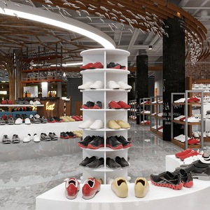 Tour pivotante moderne <span class=keywords><strong>à</strong></span> 7 niveaux Shoeracker Grand carrousel en bois Lazy Susan Commercial 360 étagère <span class=keywords><strong>à</strong></span> chaussures rotative pour magasin de détail - Product Image 5
